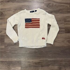 Ralph Lauren Kids Cream Sweater with American Flag